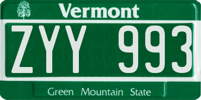 VT license plate ZYY993