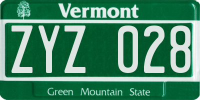VT license plate ZYZ028