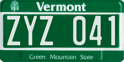 VT license plate ZYZ041