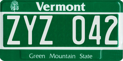 VT license plate ZYZ042