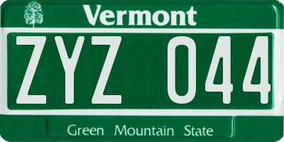 VT license plate ZYZ044