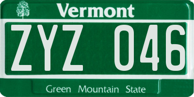 VT license plate ZYZ046