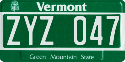 VT license plate ZYZ047