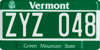 VT license plate ZYZ048