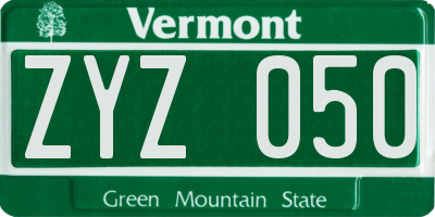 VT license plate ZYZ050