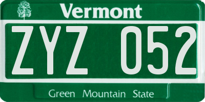 VT license plate ZYZ052