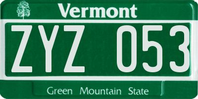 VT license plate ZYZ053
