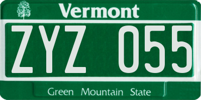 VT license plate ZYZ055