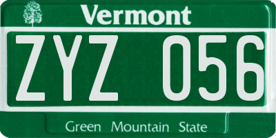 VT license plate ZYZ056