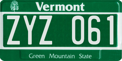 VT license plate ZYZ061