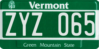 VT license plate ZYZ065
