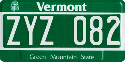 VT license plate ZYZ082