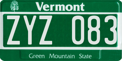 VT license plate ZYZ083