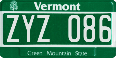VT license plate ZYZ086
