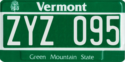 VT license plate ZYZ095