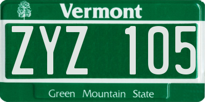 VT license plate ZYZ105