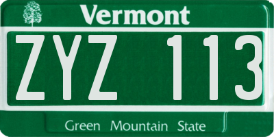 VT license plate ZYZ113