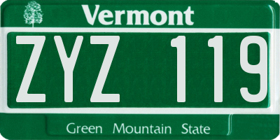 VT license plate ZYZ119