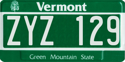 VT license plate ZYZ129