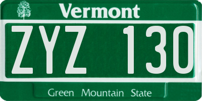 VT license plate ZYZ130