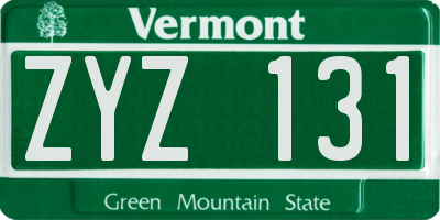 VT license plate ZYZ131