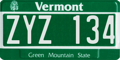 VT license plate ZYZ134