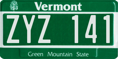 VT license plate ZYZ141
