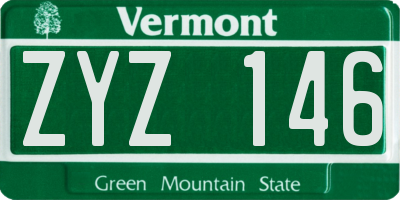 VT license plate ZYZ146