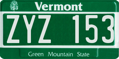 VT license plate ZYZ153