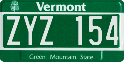 VT license plate ZYZ154