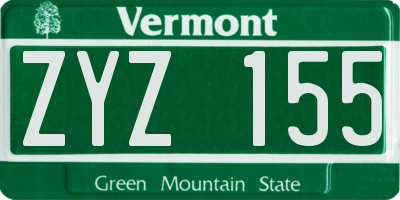 VT license plate ZYZ155