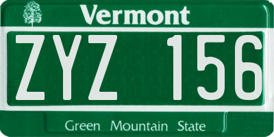 VT license plate ZYZ156