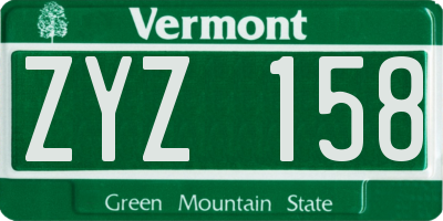 VT license plate ZYZ158