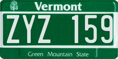 VT license plate ZYZ159