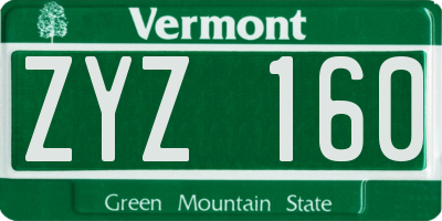 VT license plate ZYZ160