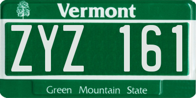 VT license plate ZYZ161