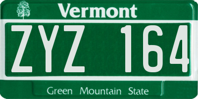 VT license plate ZYZ164