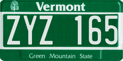 VT license plate ZYZ165