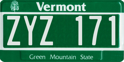 VT license plate ZYZ171