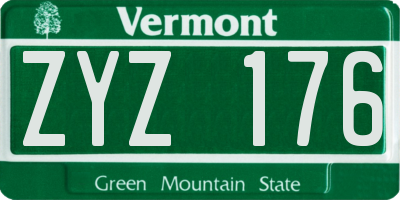 VT license plate ZYZ176