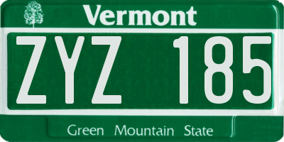 VT license plate ZYZ185