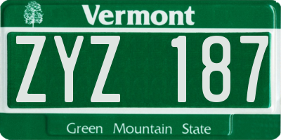 VT license plate ZYZ187