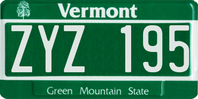 VT license plate ZYZ195