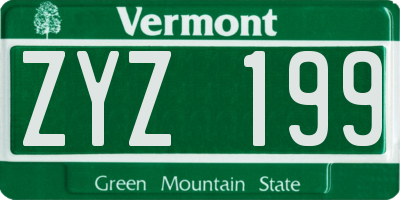 VT license plate ZYZ199