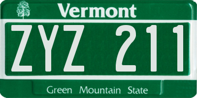 VT license plate ZYZ211