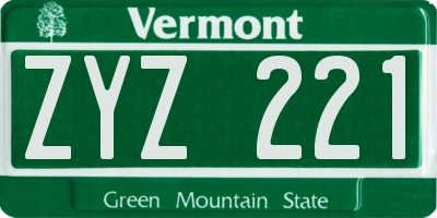 VT license plate ZYZ221