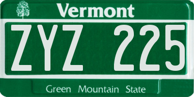VT license plate ZYZ225