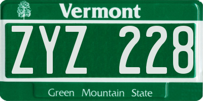 VT license plate ZYZ228
