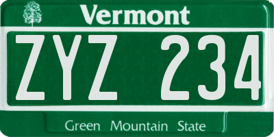 VT license plate ZYZ234