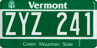 VT license plate ZYZ241
